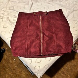 La Hearts Burgundy Mini Skirt with Zipper